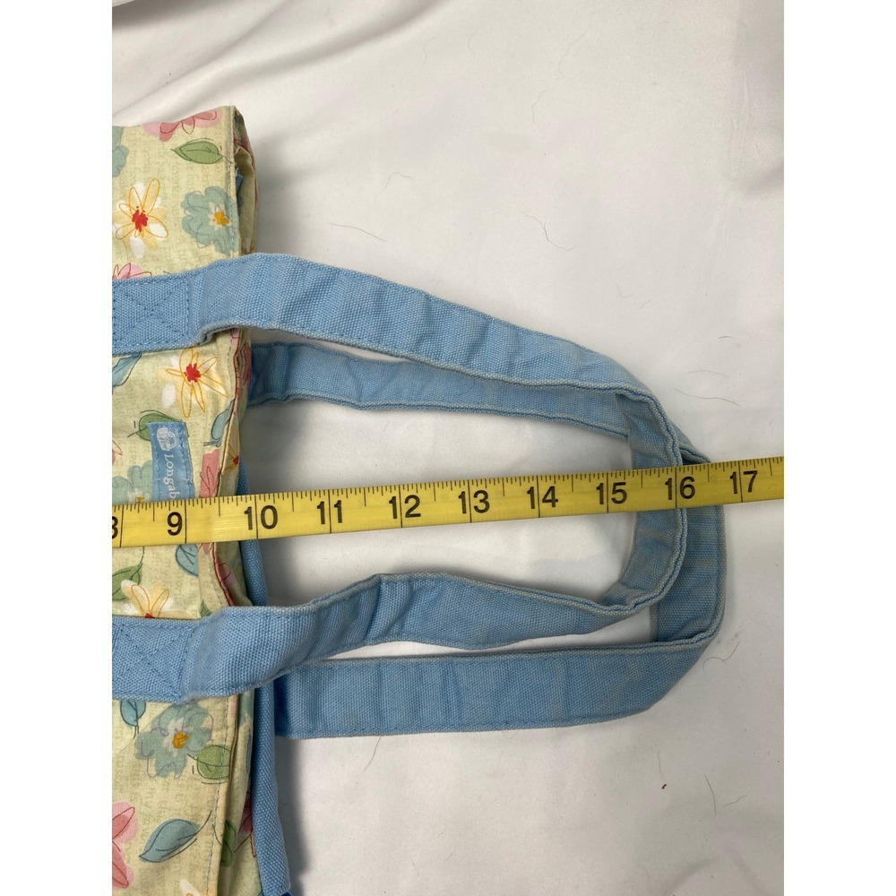 Longaberger Quilted Floral Tote Bag‎ – Blue Trim & Handles - Picture 9 of 9
